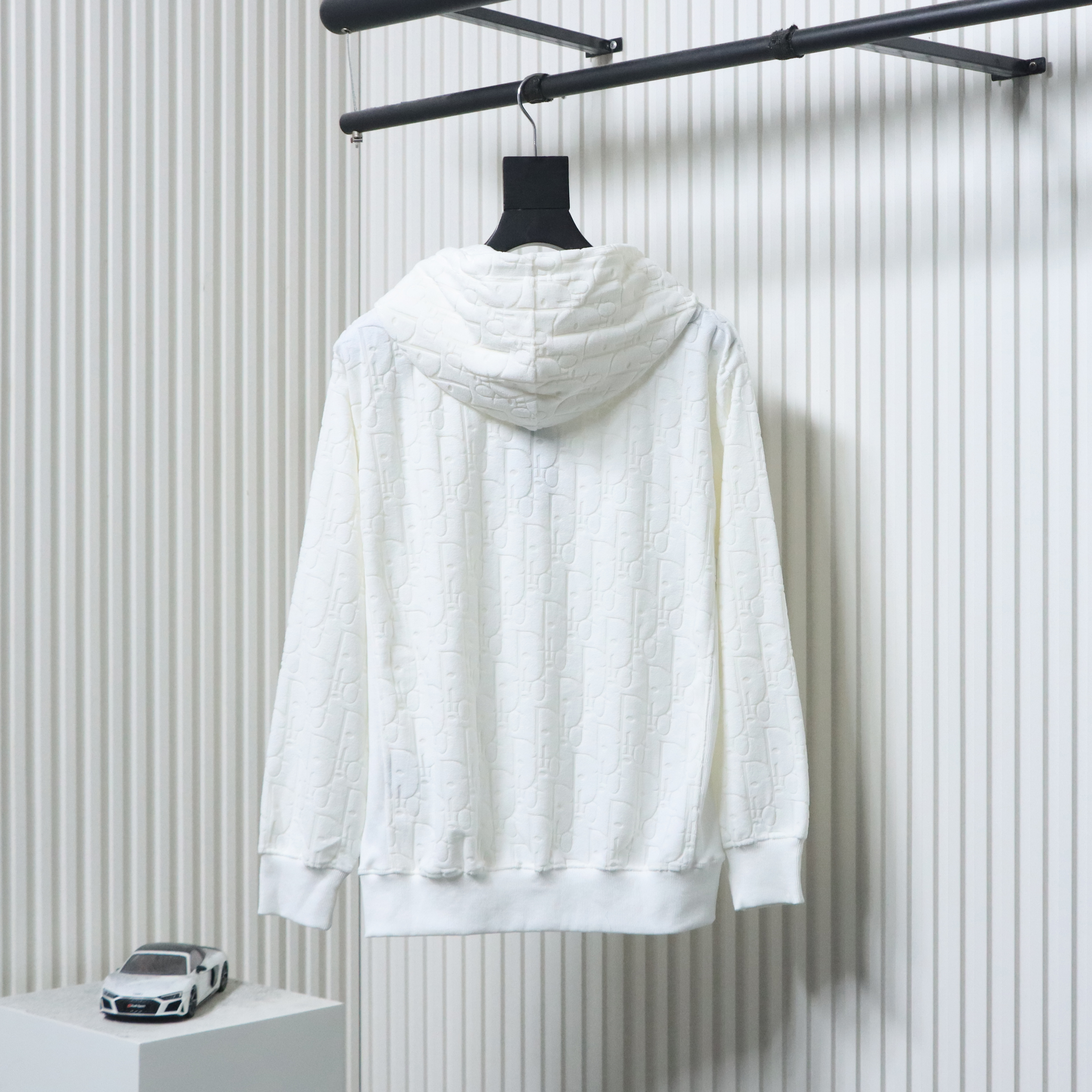 Dior Classic All-over Print Towel Embroidered Hoodie White