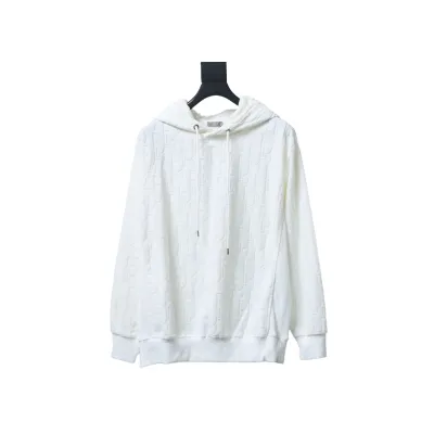Dior Classic All-over Print Towel Embroidered Hoodie White 01