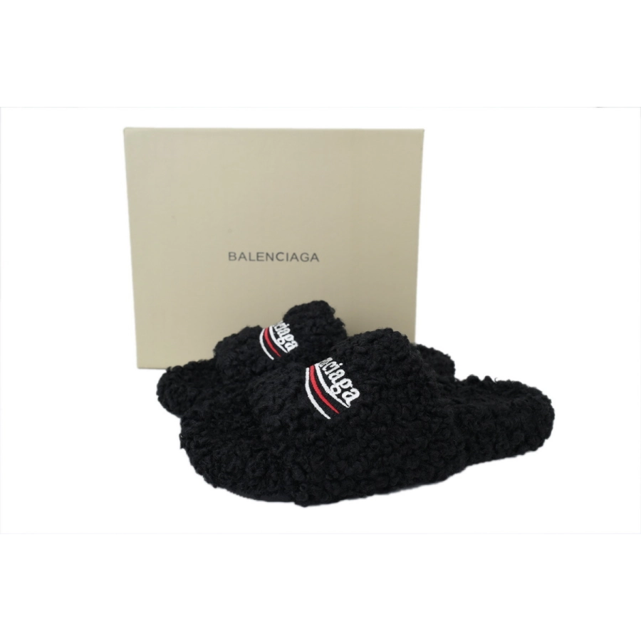 Balenciaga Furry Slide Coke Label Black