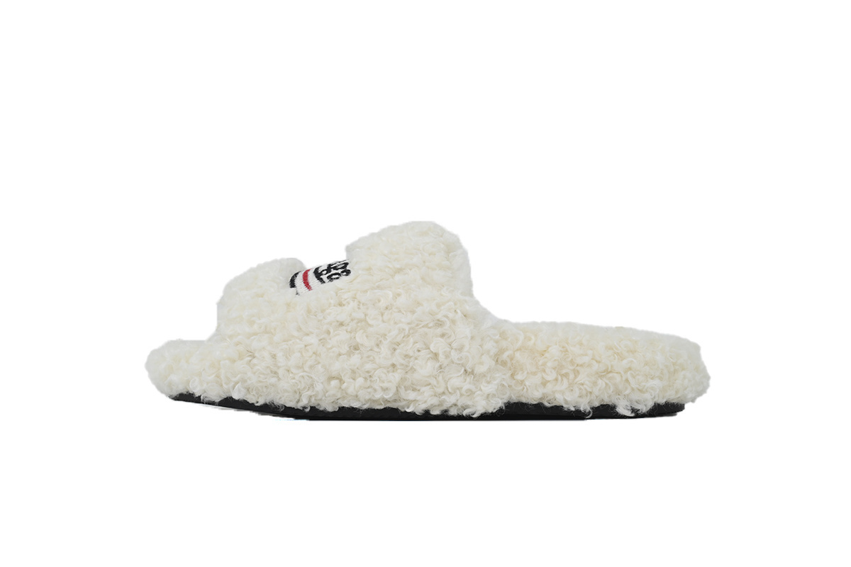 Balenciaga Furry Slide Coke Label White