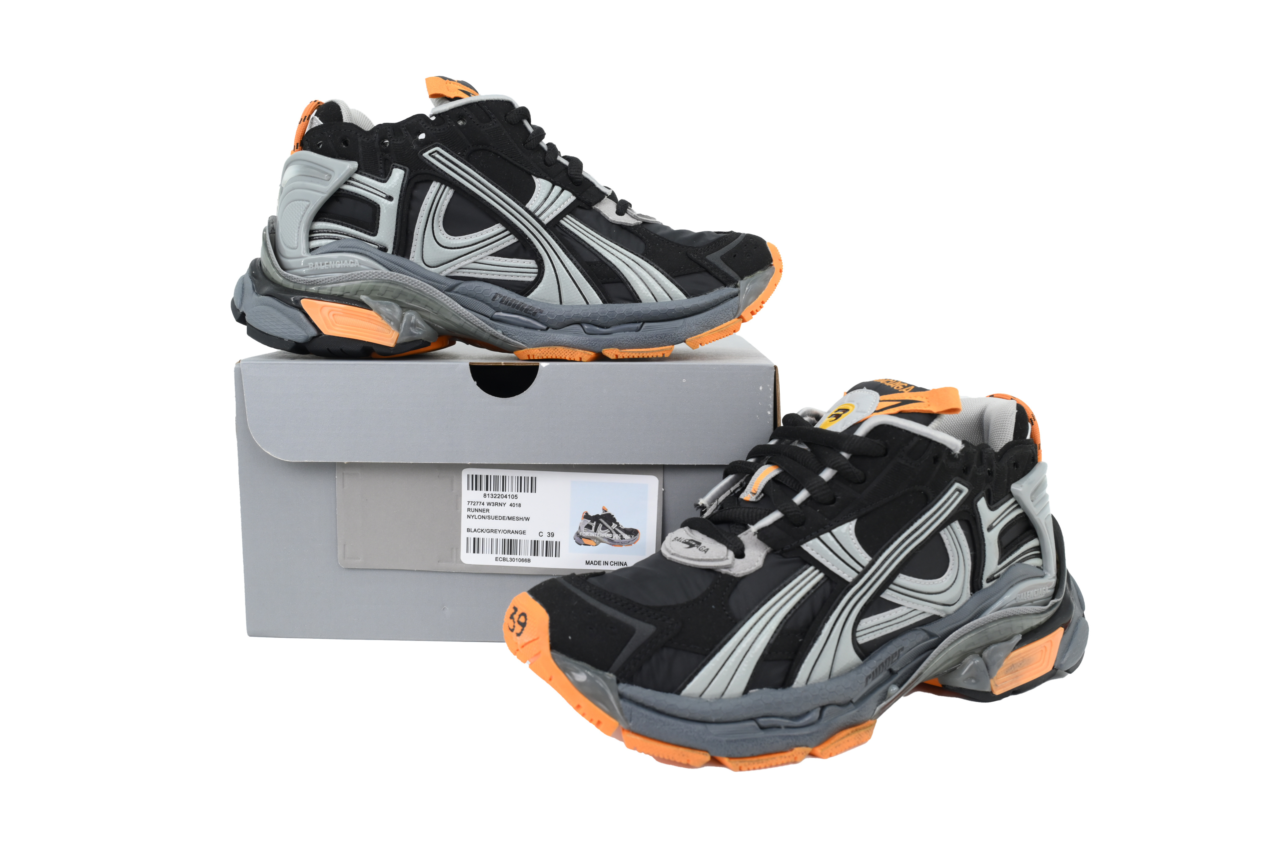 Balenciaga Runner Sneaker Black Fluo--Orange 772774 W3RNY 1878