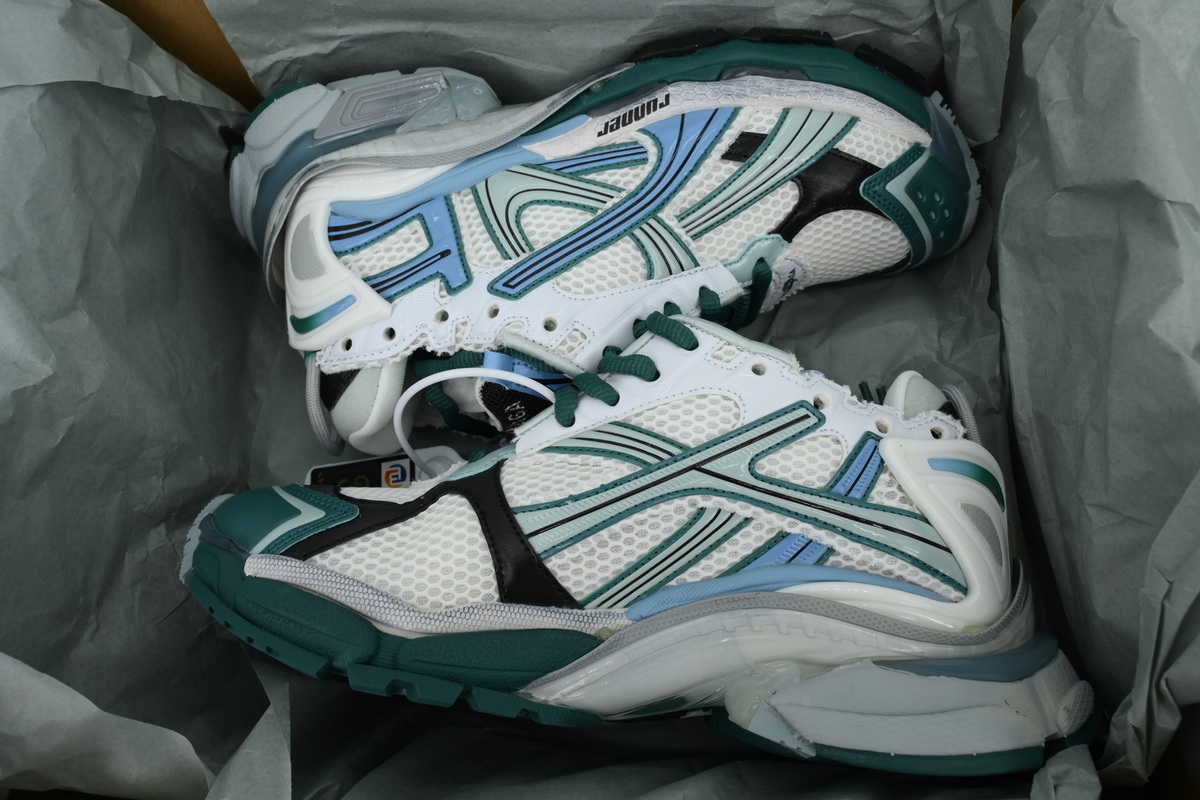 Balenciaga Runner Sneaker White Green Blue 772774 W3RMU 0623