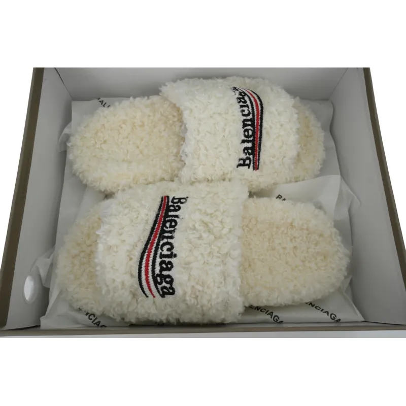 Balenciaga Furry Slide White Coke Label 654261W2DO19906