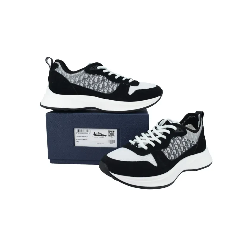 Dior B25 Runner Black Suede White Technical Mesh Oblique Canvas 3SN259YUH_H960