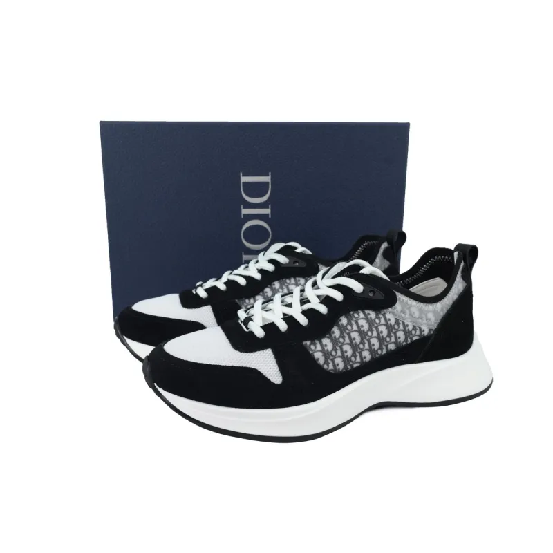 Dior B25 Runner Black Suede White Technical Mesh Oblique Canvas 3SN259YUH_H960