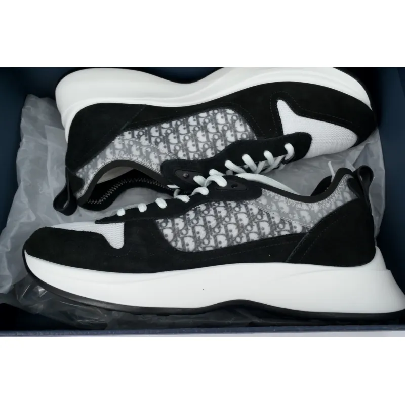 Dior B25 Runner Black Suede White Technical Mesh Oblique Canvas 3SN259YUH_H960