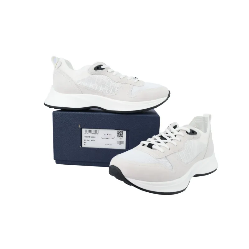 Dior B25 Runner White Oblique Suede 3SN259YTR_H069