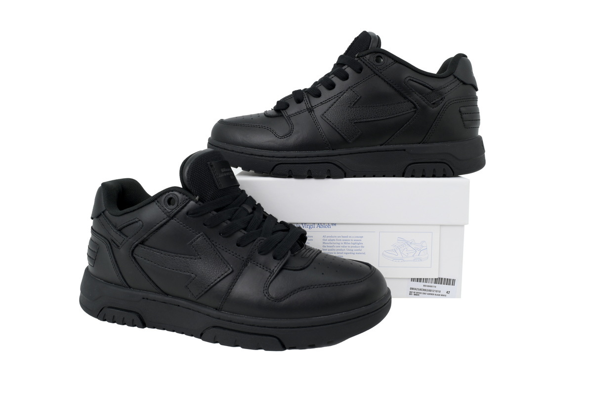  Off-White Out Of Office Leather Sneakers Triple Black OWIA259C9 9LEA012 1010