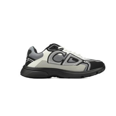 Dior B30 Lace-Up Sneakers Black Grey Silver Mesh 3SN279ZRA_H868 02