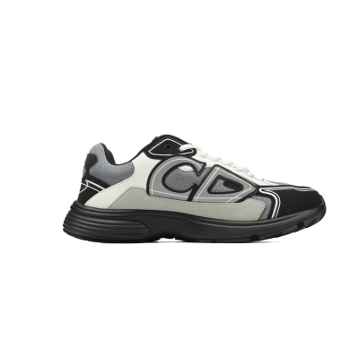 Dior B30 Lace-Up Sneakers Black Grey Silver Mesh 3SN279ZRA_H868 02