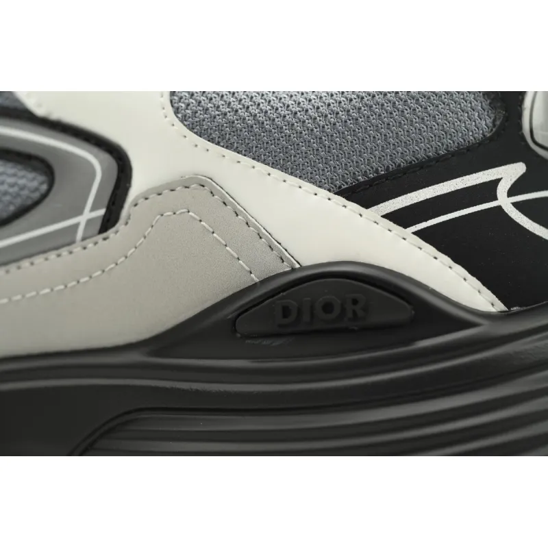Dior B30 Lace-Up Sneakers Black Grey Silver Mesh 3SN279ZRA_H868
