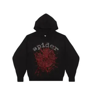 Sp5der OG Rhinestone Hoodie Black 2022