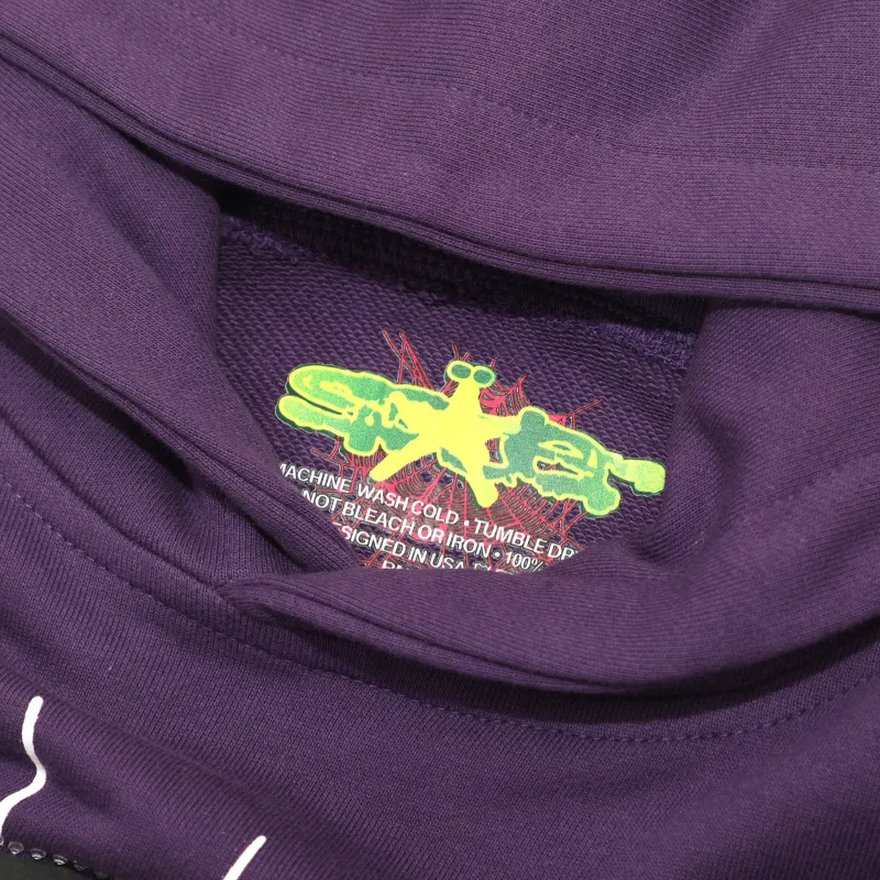 Sp5der Web Print Gothic Punk Purple Hoodie