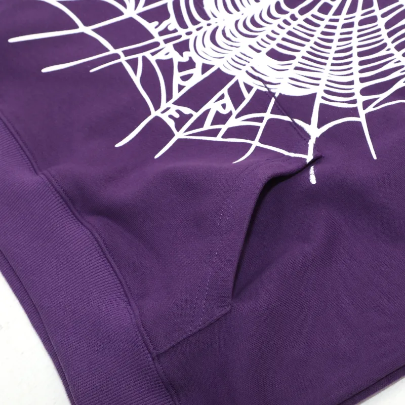 Sp5der Web Print Gothic Punk Purple Hoodie