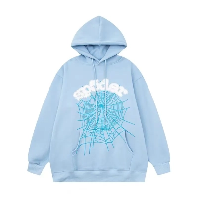 Sp5der Web Print Gothic Hoodie Sky Blue 01