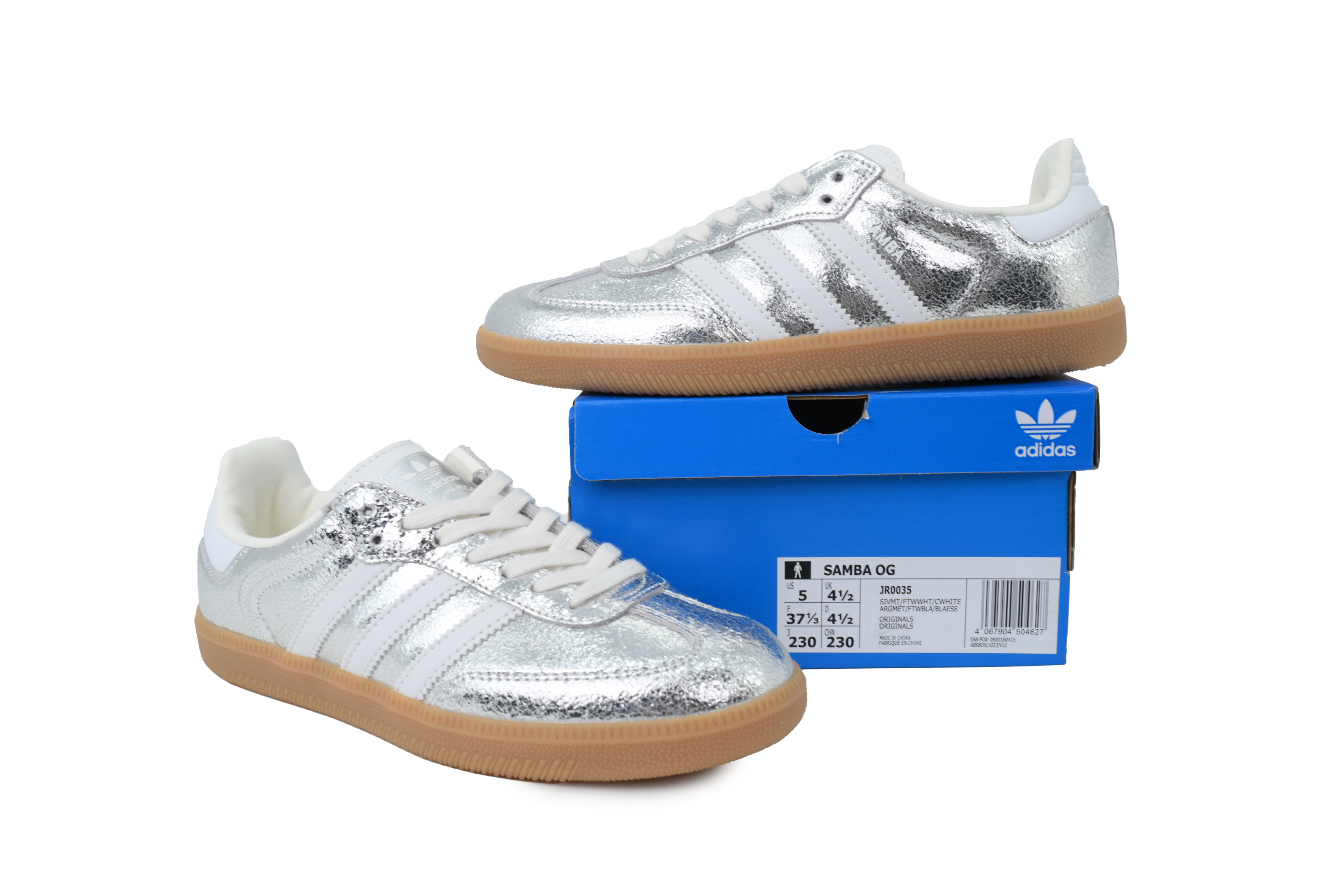 Adidas Samba OG Cracked Metallic Pack - Silver JR0035 