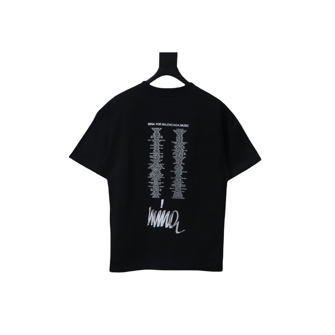 Balenciaga 25ss Portrait and Album Print Silhouette T-shirt Black