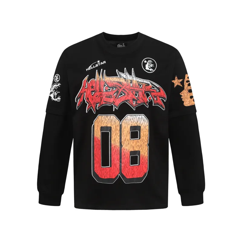 Hellstar ‘08’ Long-Sleeve T-Shirt D3231 Black/White