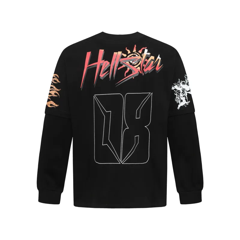 Hellstar ‘08’ Long-Sleeve T-Shirt D3231 Black/White