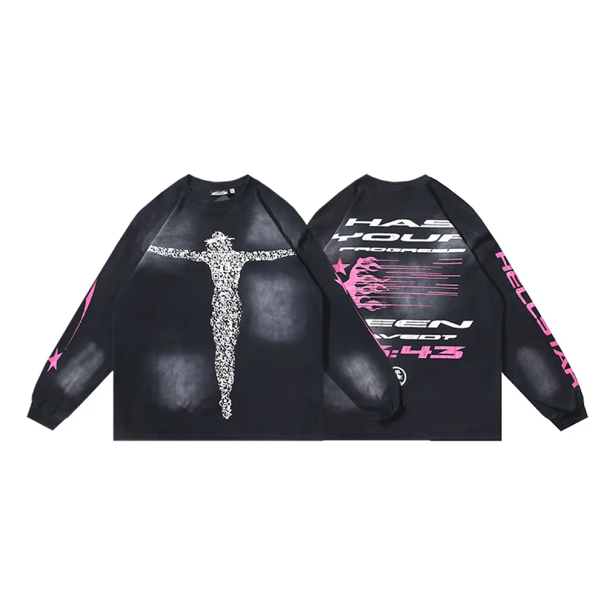 Hellstar Christ Long-Sleeve T-Shirt #652 Washed Black