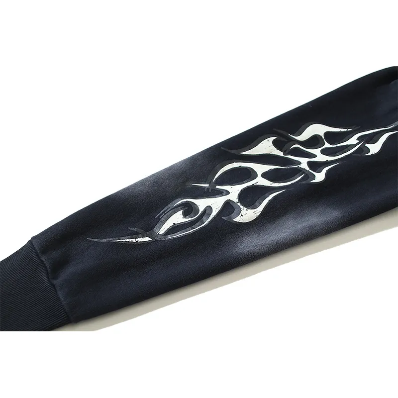 Hellstar Hell Red Flare star Retro washed distressed Print Hoodie #2030 Black/Red