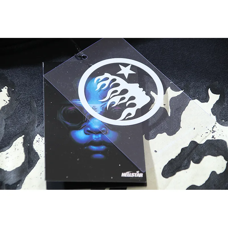 Hellstar Hell Red Flare star Retro washed distressed Print Hoodie #2030 Black/Red