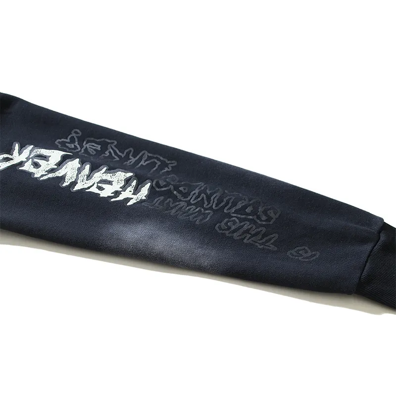 Hellstar Hell Red Flare star Retro washed distressed Print Hoodie #2030 Black/Red