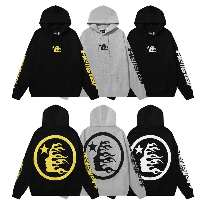 Hellstar Speed Hoodies #2230 Black White/Gray/Yellow