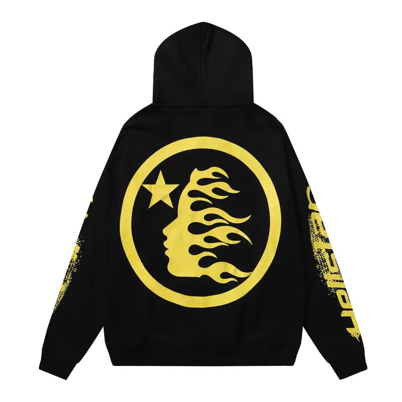 Hellstar Speed Hoodies #2230 Black White/Gray/Yellow