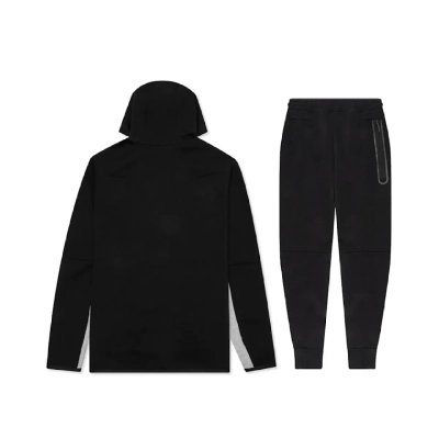 Nike Sportswear Tech Fleece Full Zip Hoodie & Joggers Set Black And Dark Grey Heather 02