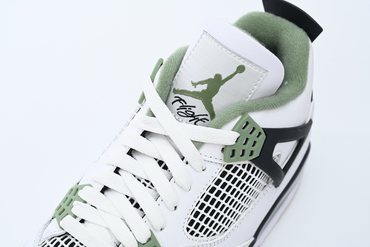【Black 5 Sale】Top Version Air Jordan 4 WMNS Oil Green Seafoam AQ9129-103