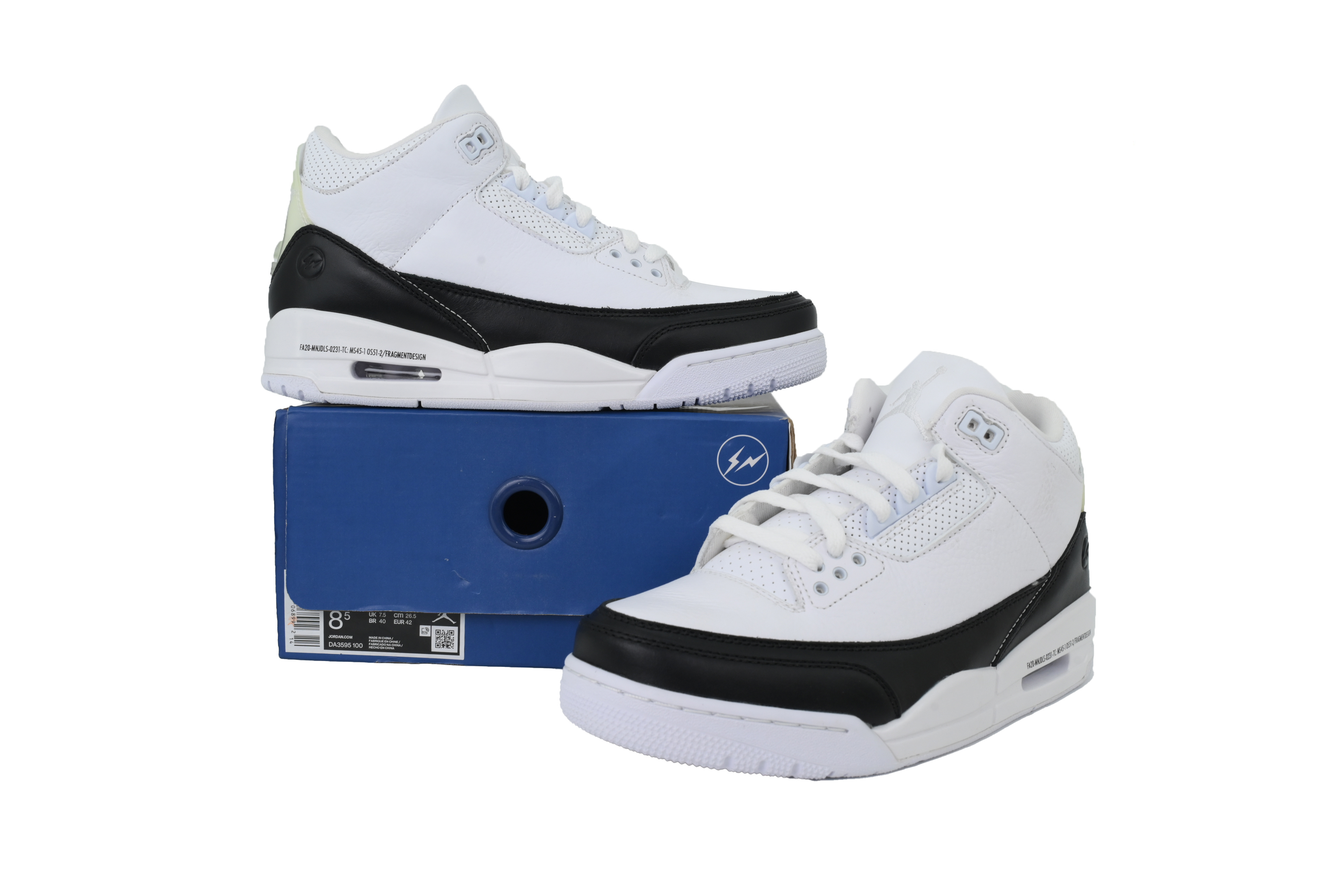 【Black 5 Sale】Top Version Fragment Design x Air Jordan 3 Black White DA3595-100