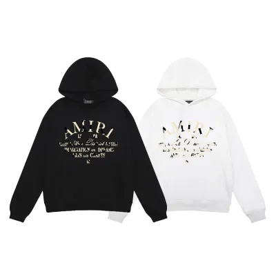 AMIRI Logo Print Hoodie #9286 Black/White 01