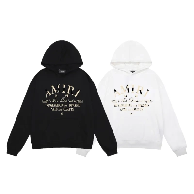 AMIRI Logo Print Hoodie #9286 Black/White 01