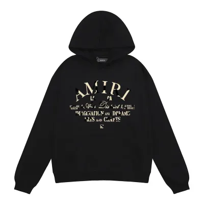 AMIRI Logo Print Hoodie #9286 Black/White 02