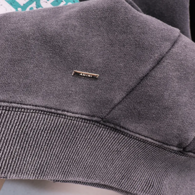 AMIRI Lounge Crystal Embellished Distressed Graphic Hoodie #5889 Black/Apricot