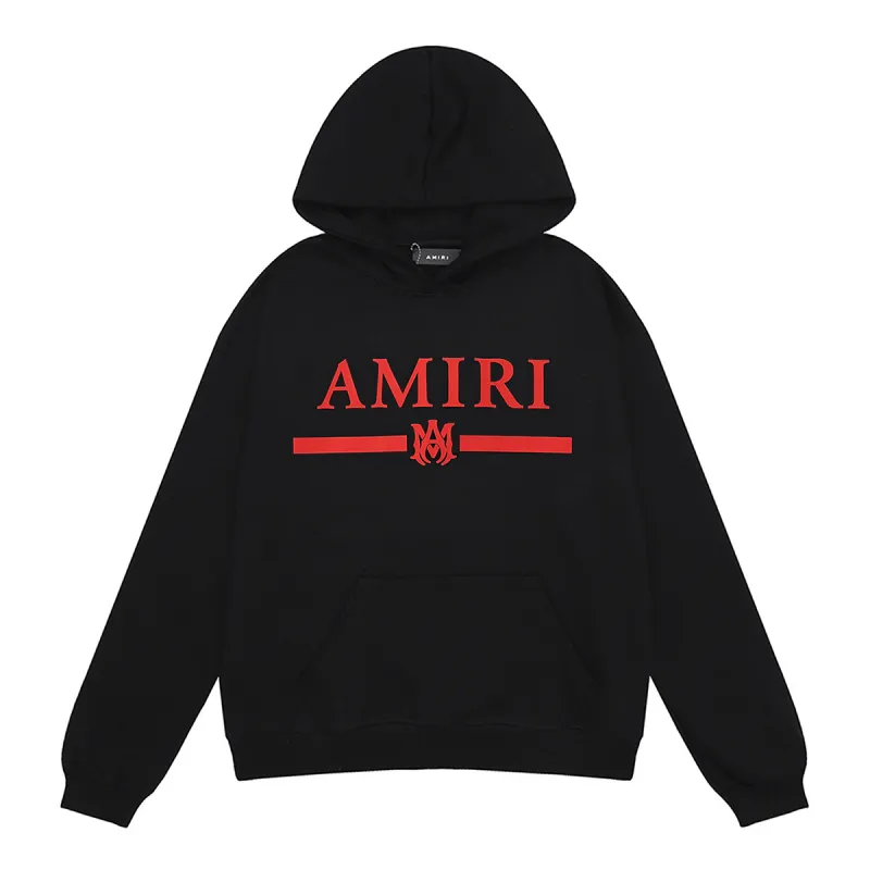 AMIRI Ma Bar Logo Hoodie #9263 Black/White