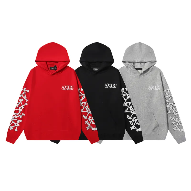 AMIRI Stacked Bones Hoodie #9235 Black/Gray/Red