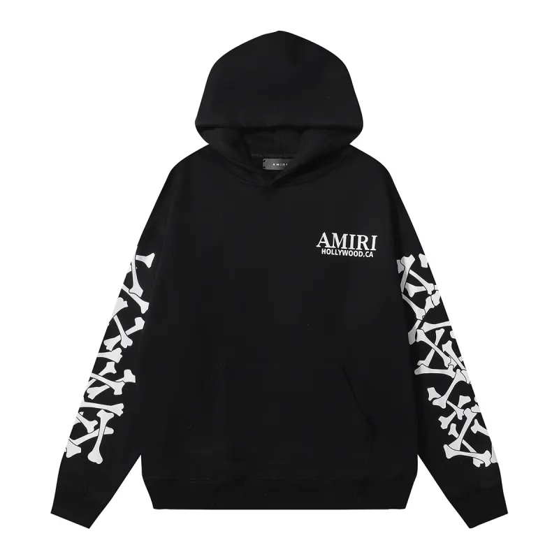 AMIRI Stacked Bones Hoodie #9235 Black/Gray/Red