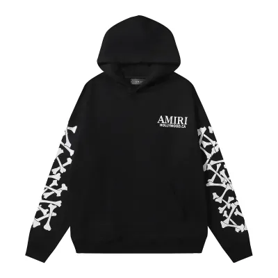 AMIRI Stacked Bones Hoodie #9235 Black/Gray/Red 02