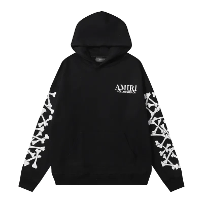 AMIRI Stacked Bones Hoodie #9235 Black/Gray/Red 02