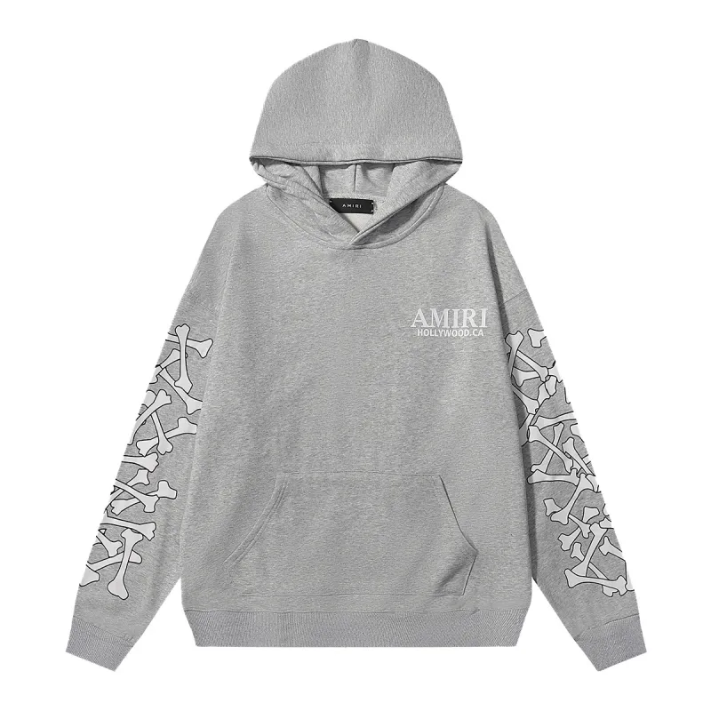AMIRI Stacked Bones Hoodie #9235 Black/Gray/Red