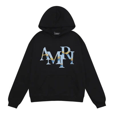 AMIRI Staggered Chrome Logo-Print Hoodie #9237 Black/White 02