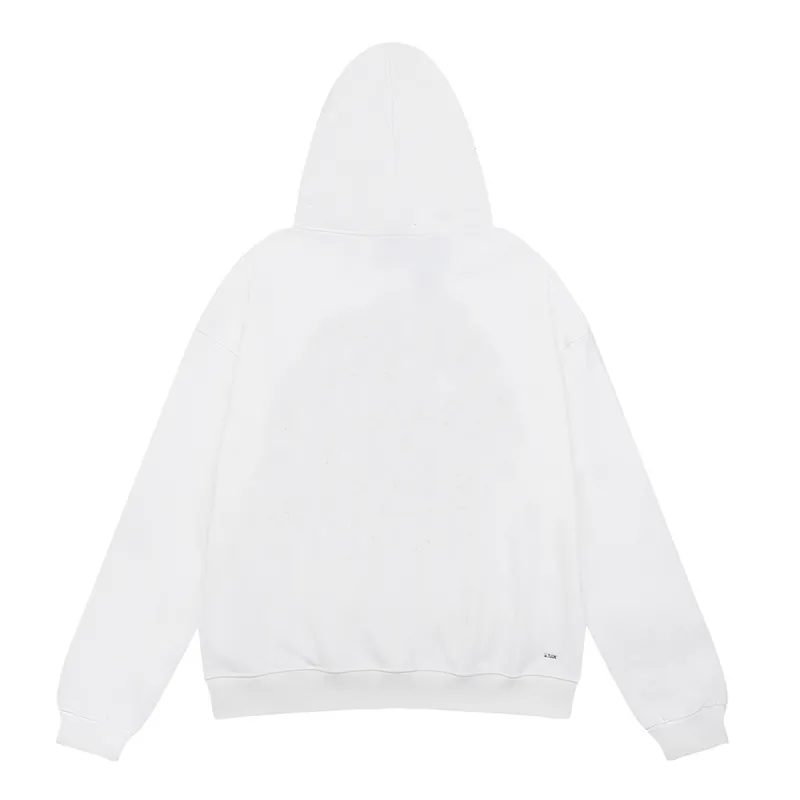AMIRI Staggered Chrome Logo-Print Hoodie #9237 Black/White