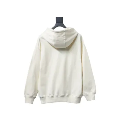 Gucci 25Fw Signature Logo Embroidered Hoodie White/Black 02