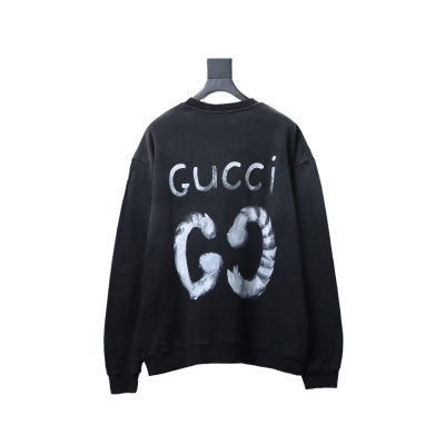 Gucci Washed Hand-Painted Letter Crew Neck Sweatshirt 02