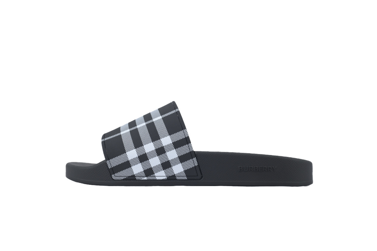 Burberry Comfort Fashion Slip-On Slides BBR Plaid Black