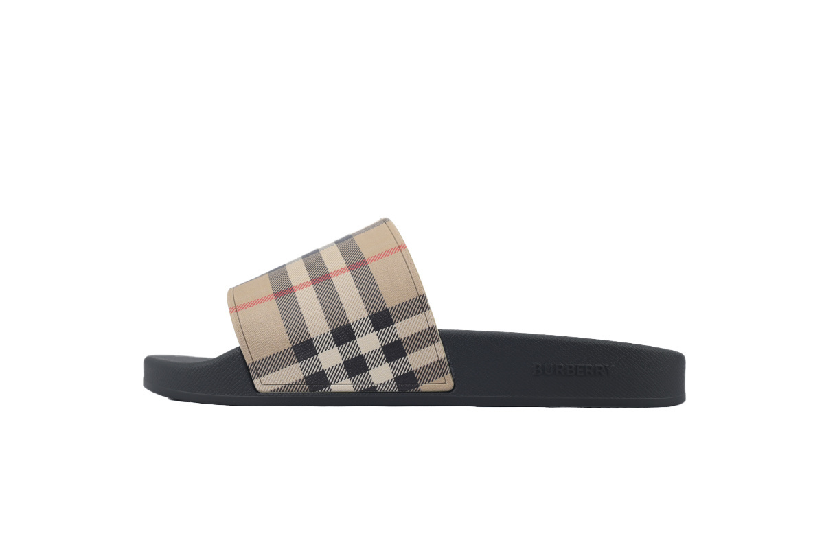 Burberry Comfort Fashion Slip-On Slides BBR Plaid Khaki