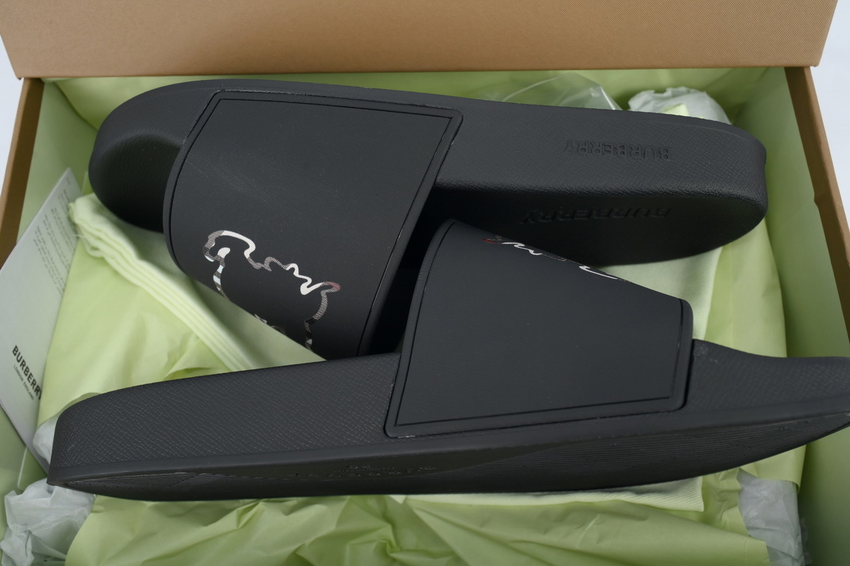 Burberry Comfort Fashion Slip-On Slides BBR War Horse Black