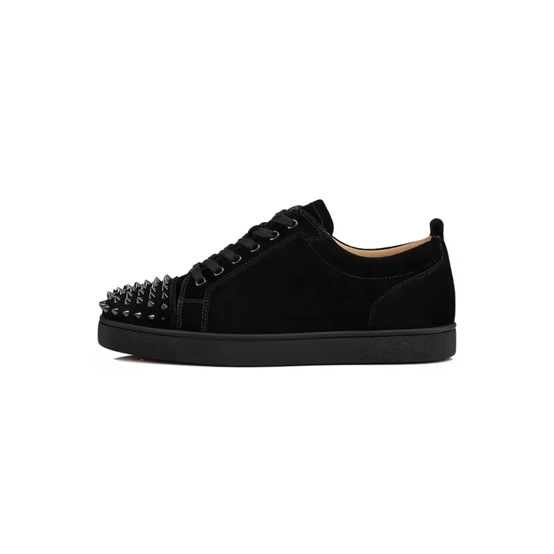 Christian Louboutin Louis Junior Spikes Veau Velours Sneaker Black 1130575CM53